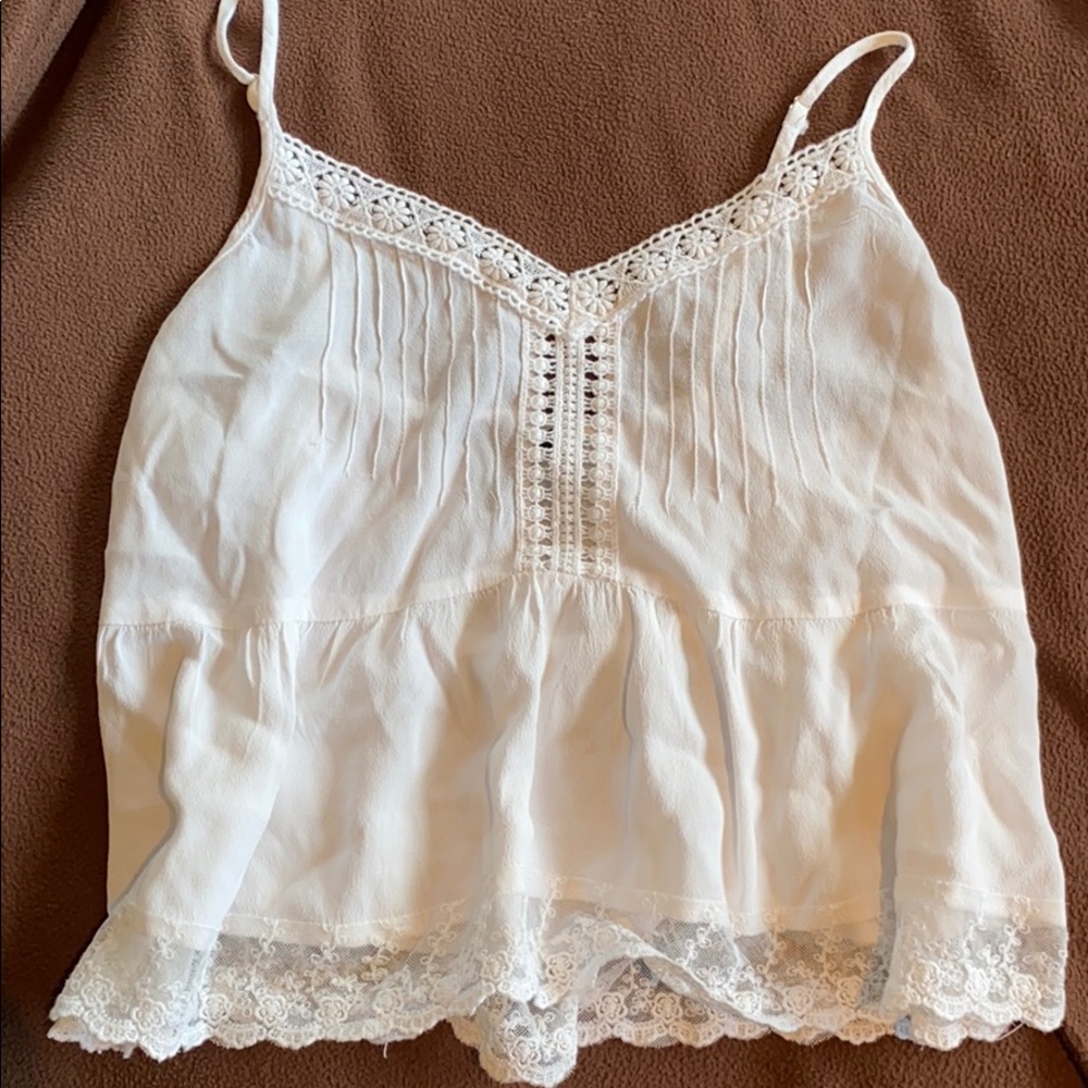 cropped tank with flower neckline